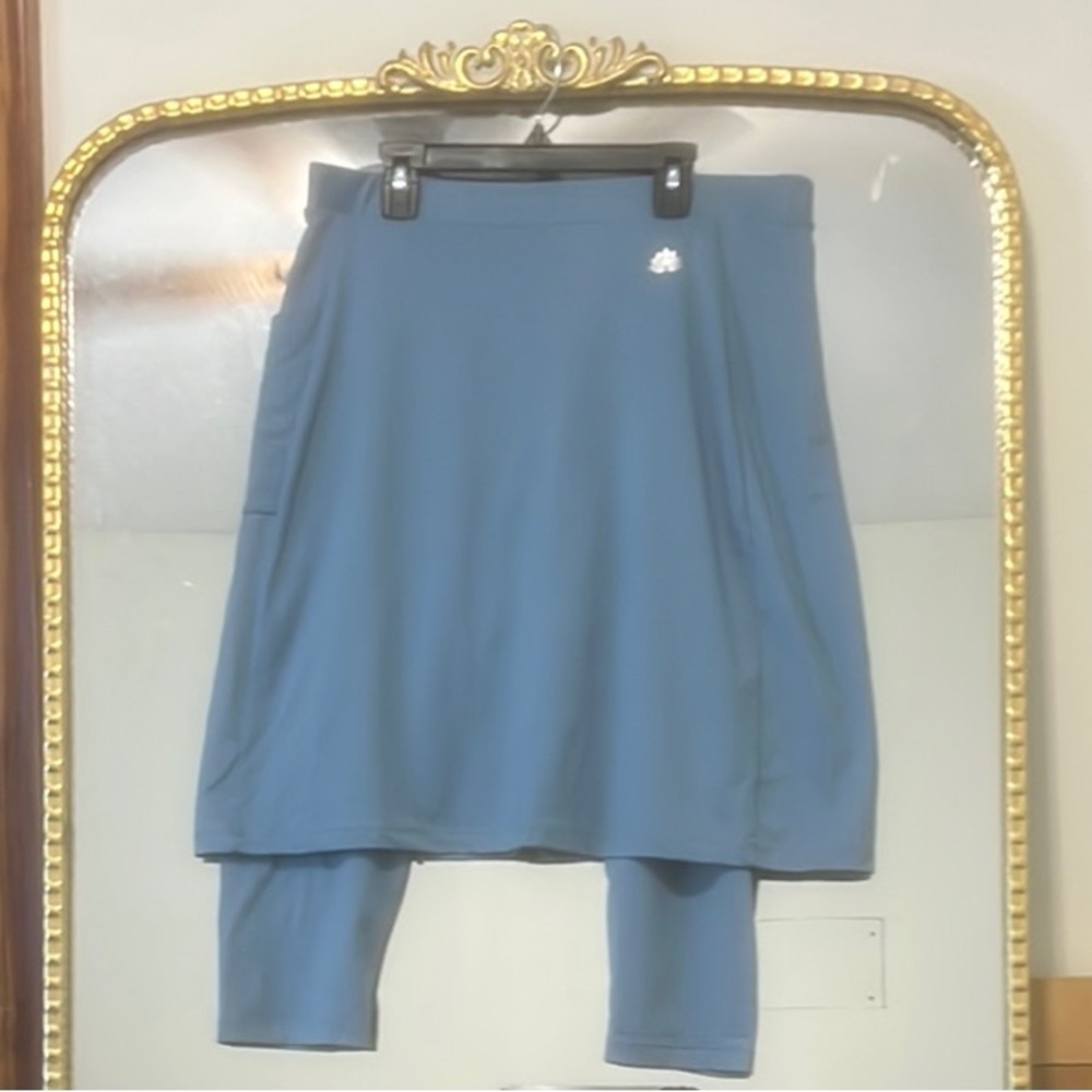 Knee-Length Blue High-Low A-Line Skirt